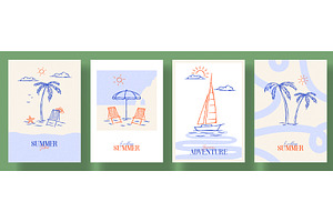 Set of Summer Vacation posters, an Illustration by Andrey Yaroslavtsev