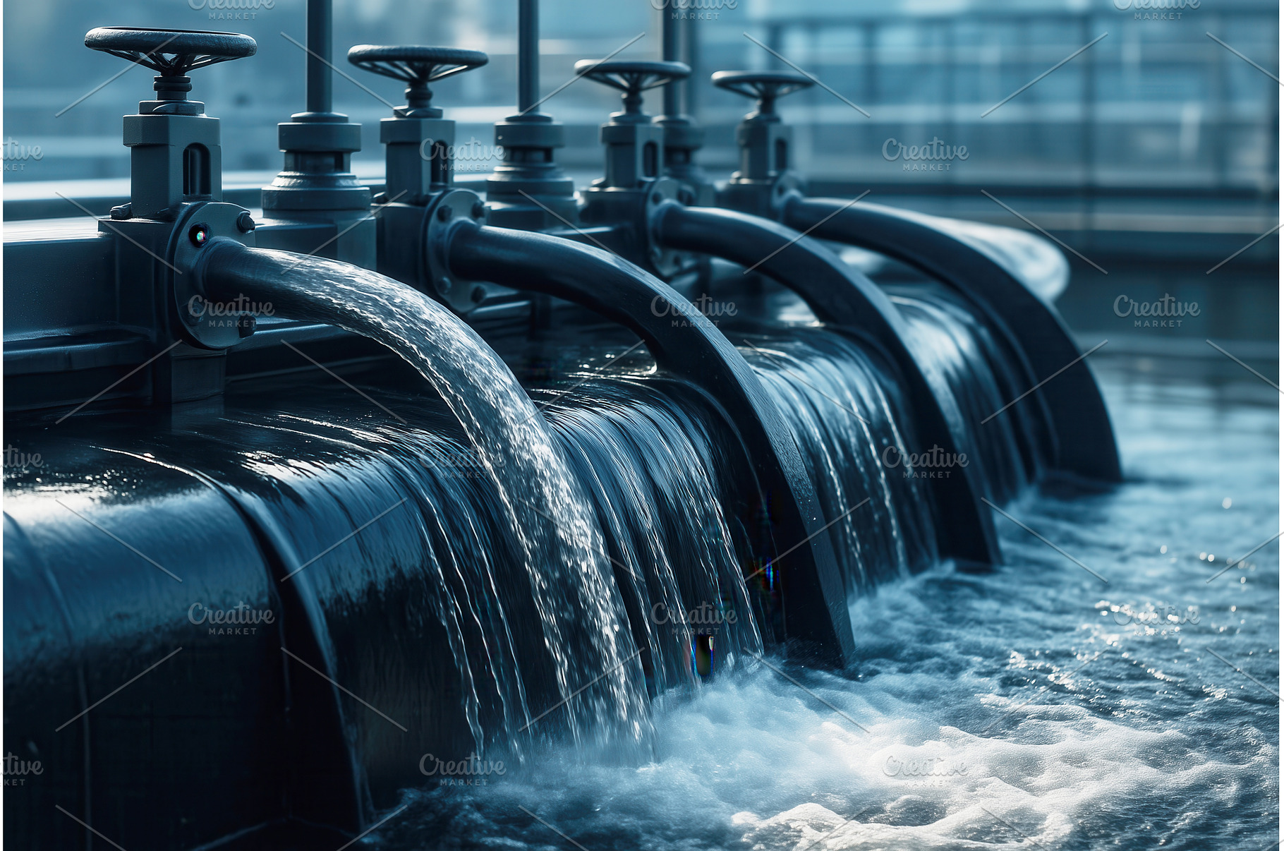 Industrial water pipes discharging, an Industrial Photo by Sergey Kotenev
