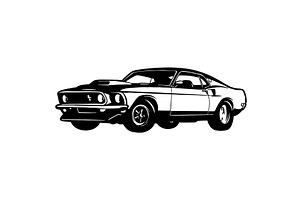 1969 Ford Mustang Boss 429 Classic, an Object Illustration by Digital-Clipart