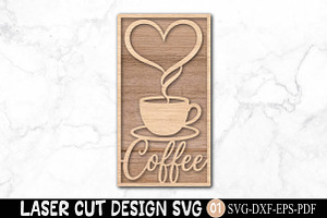 Coffee Wall Art SVG Laser Cut, an Object Graphic by Rose Art