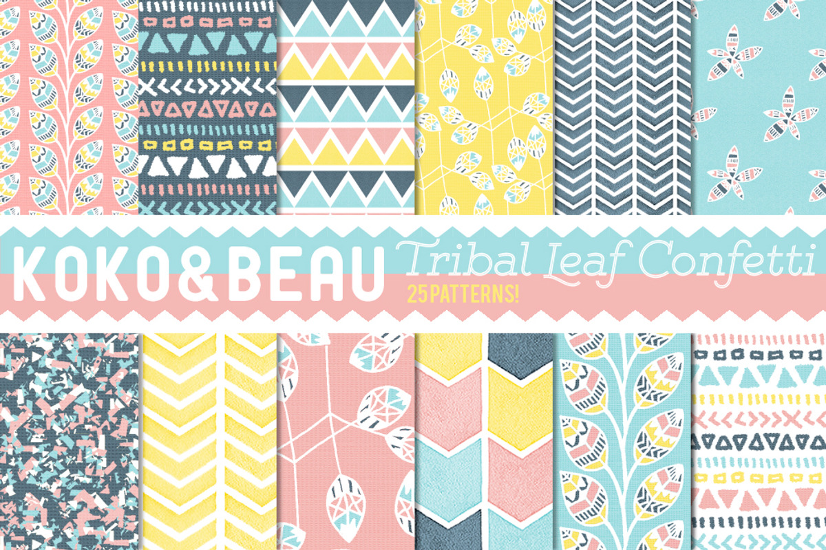25 Tribal Leaf Confetti Patterns