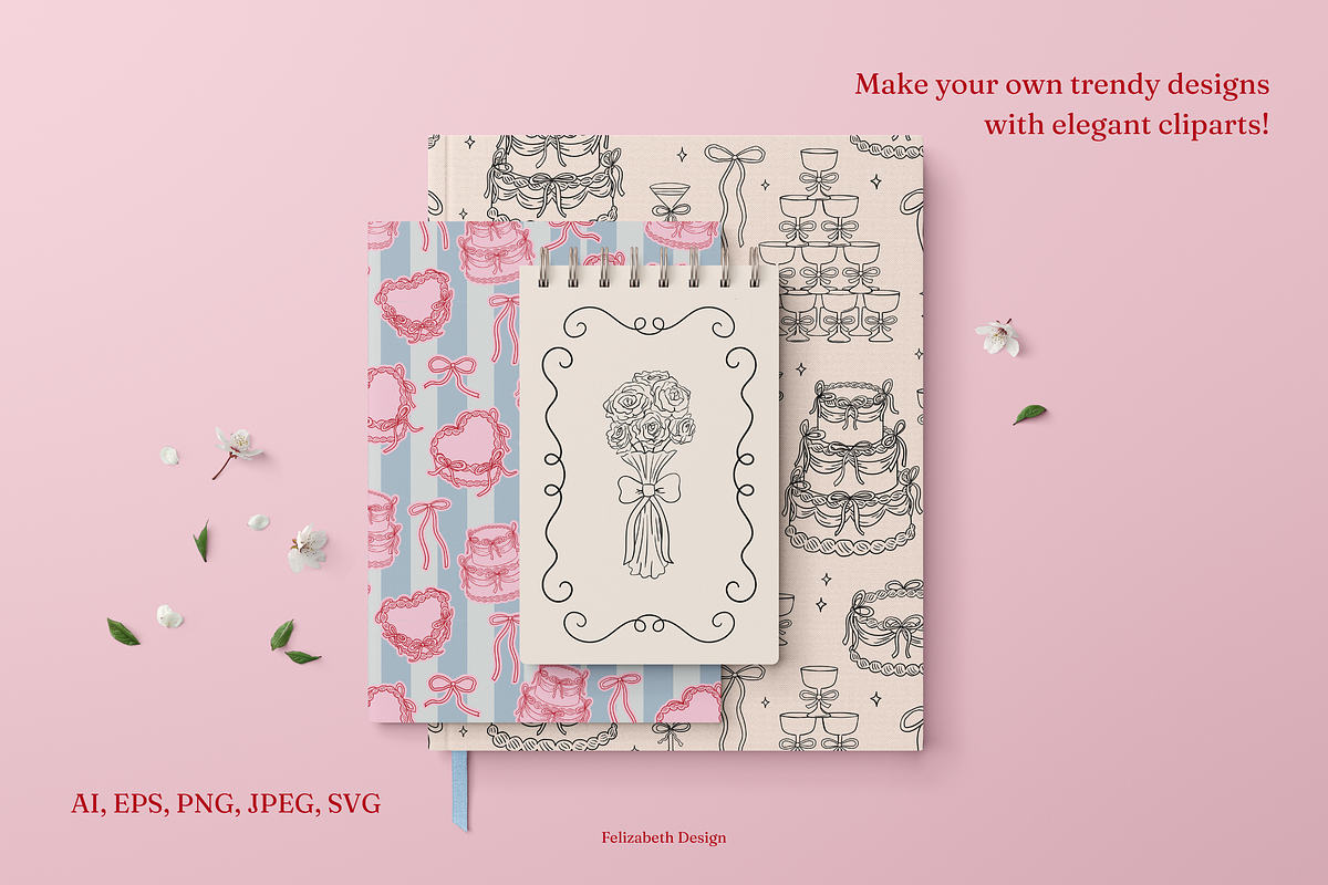 Coquette Wedding Cliparts & Frames, an Object Illustration by Felizabeth Design (Photo 12 of 14)