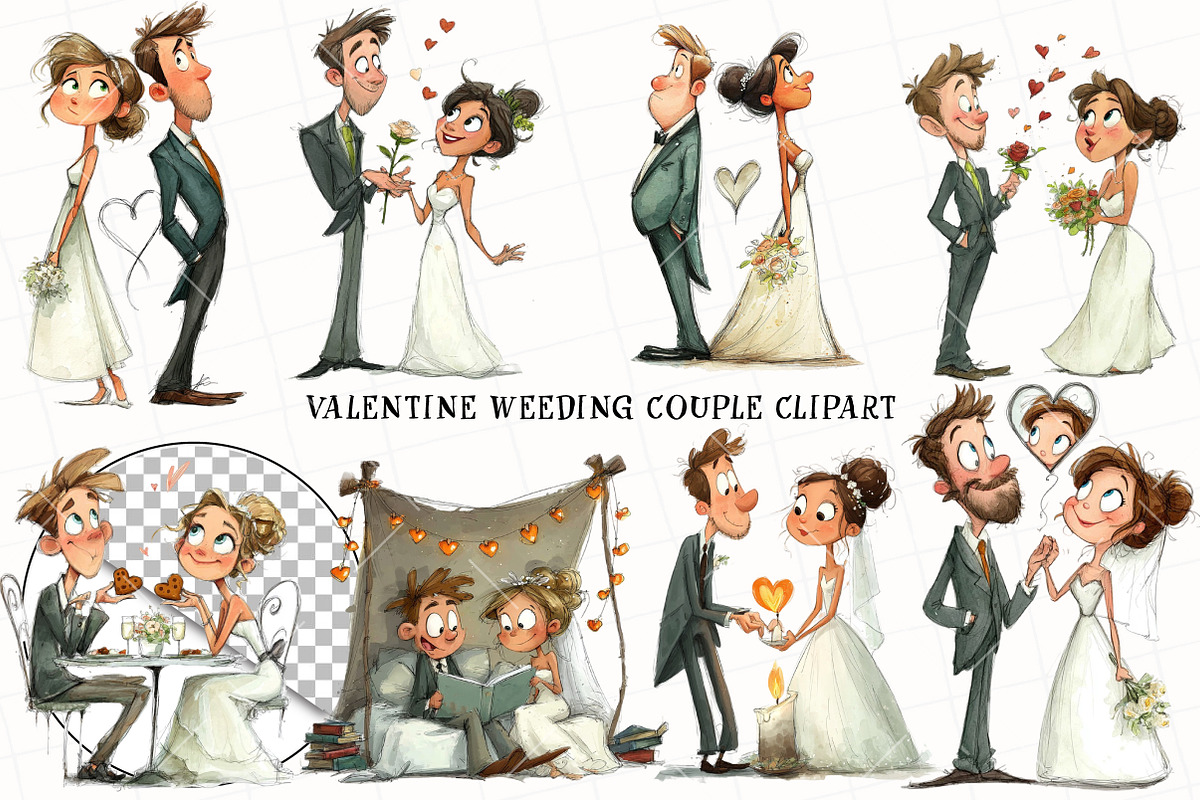 Valentine Weeding Couple Clipart, an Illustration by OK Design (Photo 2 of 6)