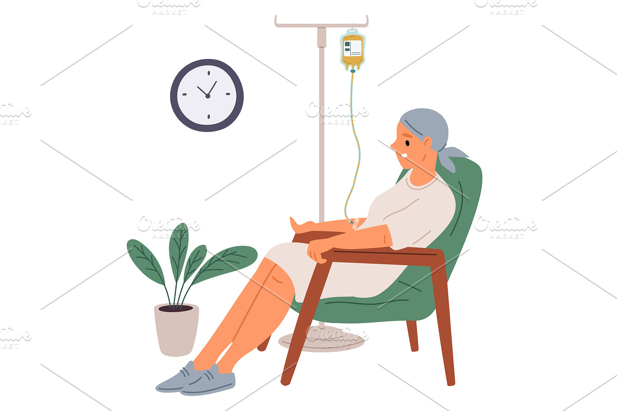 Woman in polyclinic treats cancer, a Healthcare Illustration by Vectorbuum