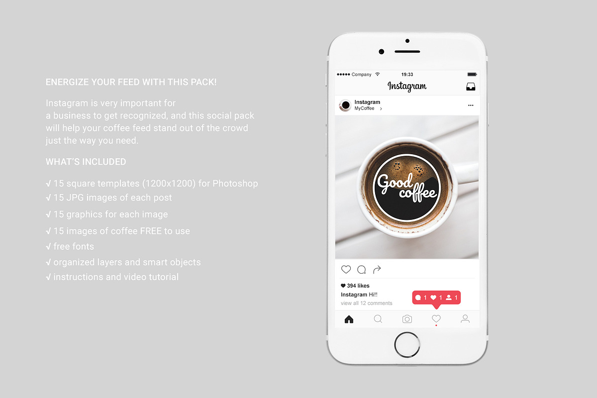 Hint of Coffee Instagram pack, a Social Media Template by Social Templates (Photo 4 of 5)