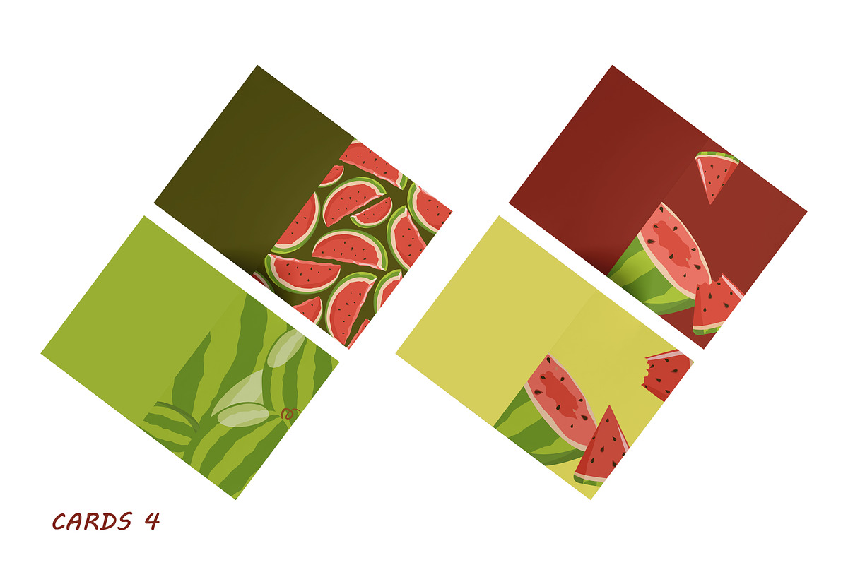 Watermelon Clipart Patterns Cards, a Food Illustration by Vaniuta_Art (Photo 5 of 5)