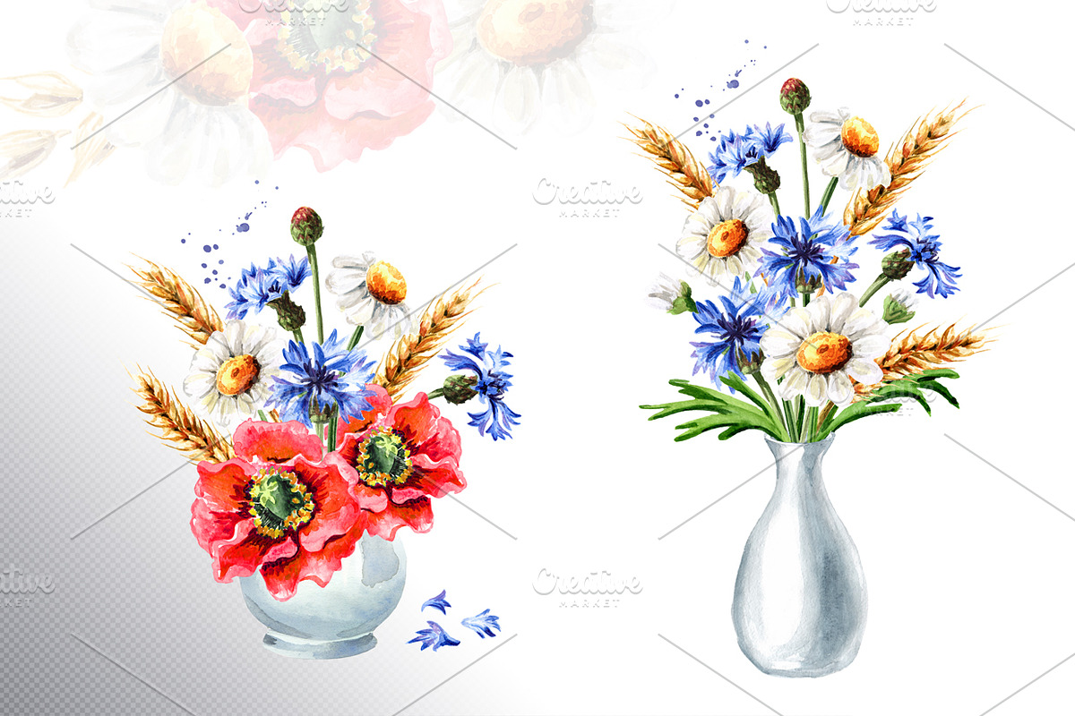 Summer flowers, a Decorative Illustration by Daria Ustiugova (Photo 4 of 10)