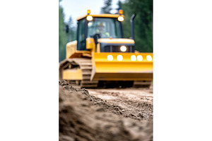 Bulldozer at work construction site, an Industrial Photo by Lermont51