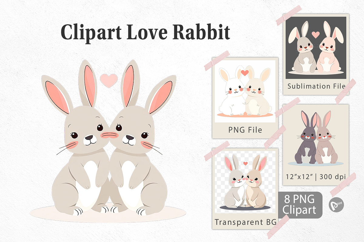 Clipart Love Rabbit, a Graphic by Artnoy (Photo 1 of 5)