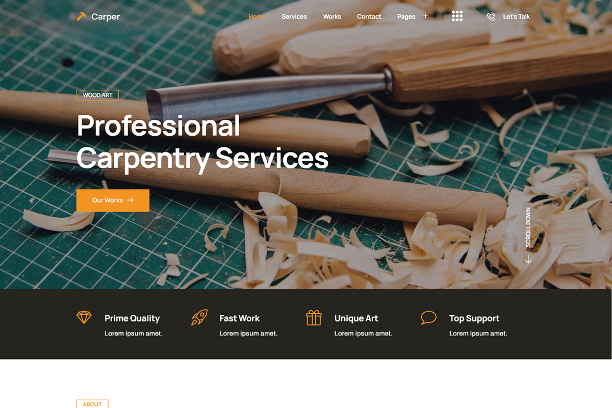 Carpenter & Craftman Elementor theme, a Landing Page Template by Design Spade (Photo 1 of 7)