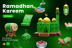 Ramadhan Kareem 3D Icons