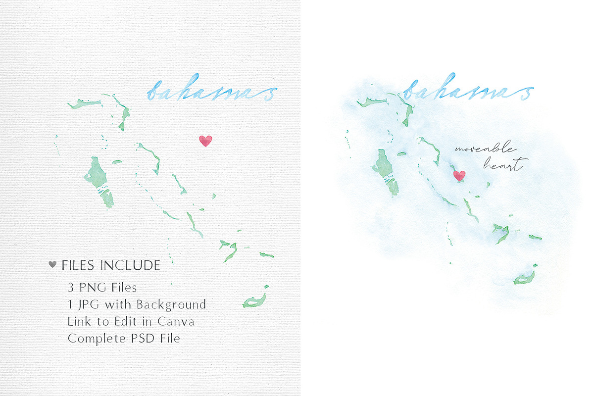 Watercolor Map of the Bahamas, an Object Graphic by Beloved Paper (Photo 3 of 6)