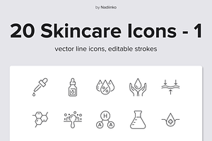 Skincare Line Icons, an Outline Icon by Nadiinko