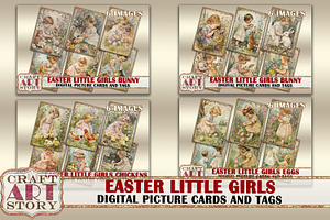 Easter Little Girls Eggs Collage