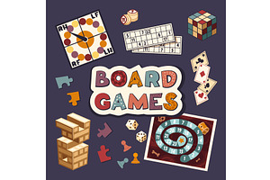 board games set. Domino, Chess and, an Object Illustration by Multigon