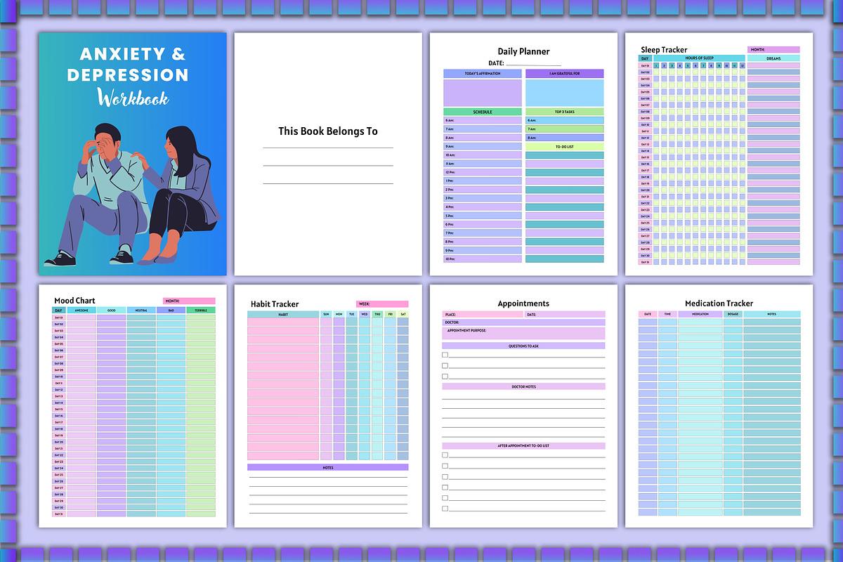 Premium Anxiety &Depression Workbook, a Stationery Template by Shumaya (Photo 2 of 8)