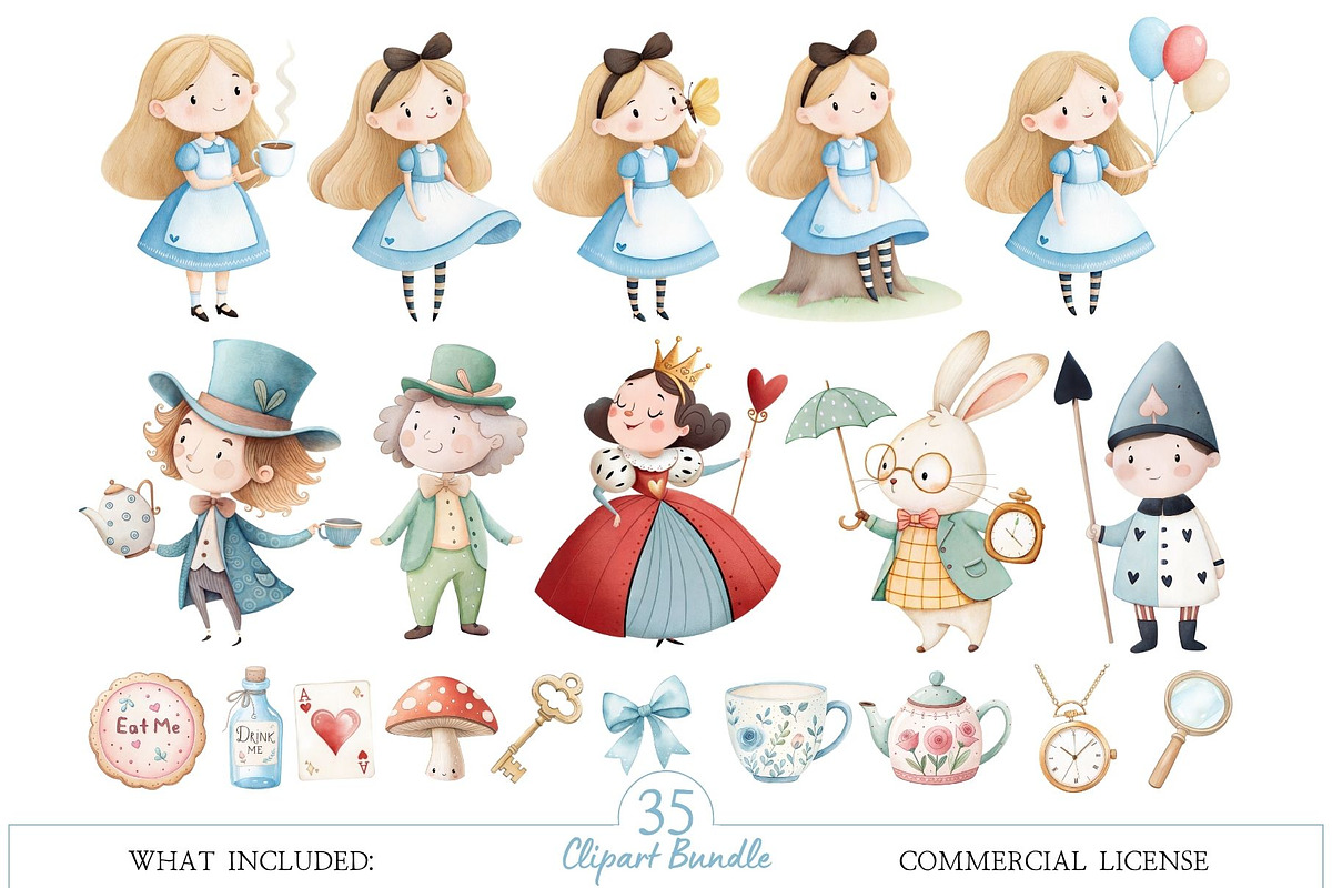 Alice’s Adventure Watercolor, an Illustration by MockupWizard (Photo 2 of 5)