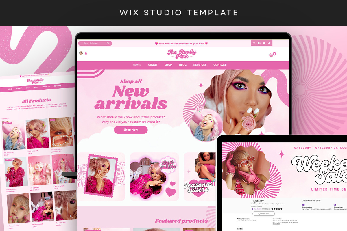 Pink Wix Studio Website Template, a Wix Template by Template Twist Shop (Photo 1 of 9)