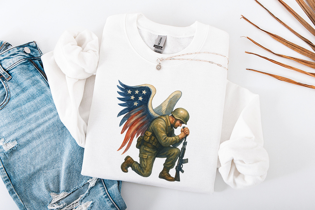 American Soldier Angel Man Praying,, an Illustration by SharpMarketplace (Photo 4 of 9)