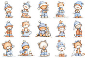 Whimsical Christmas Cute Cat Clipart, an Illustration by Pixels.Craft (Thumbnail 5 of 6)