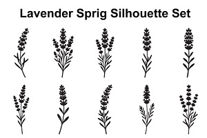 Lavender Flower Silhouette Set
