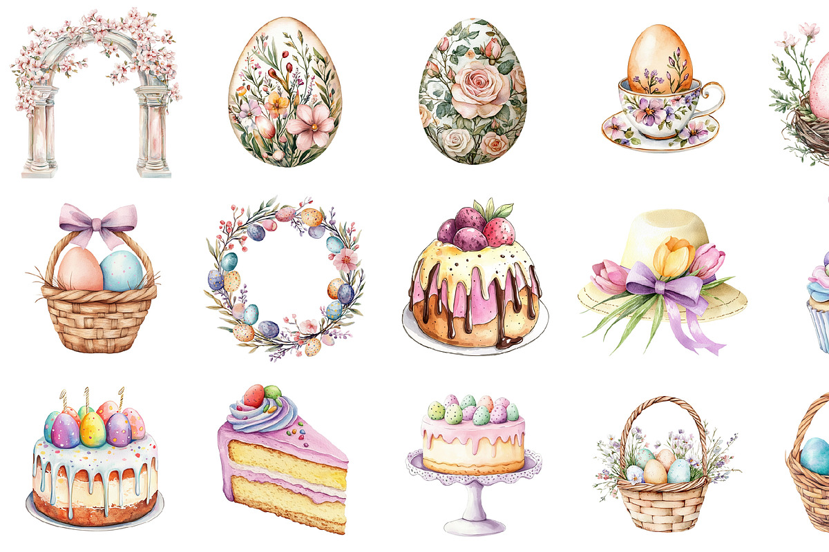 Watercolor Whimsical Easter Clipart, an Illustration by Design Market (Photo 4 of 4)