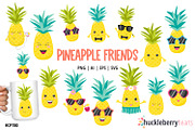 Pineapple Friends Clipart and SVG, a Food Illustration by Huckleberry Hearts (Thumbnail 1 of 3)