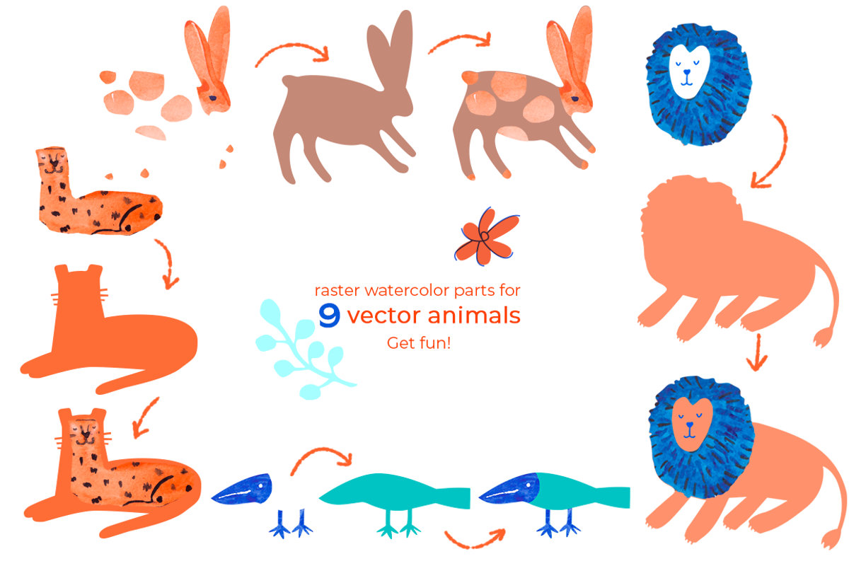 Cute animals on wild textures, an Object Graphic by PixelAesthetic (Photo 6 of 9)
