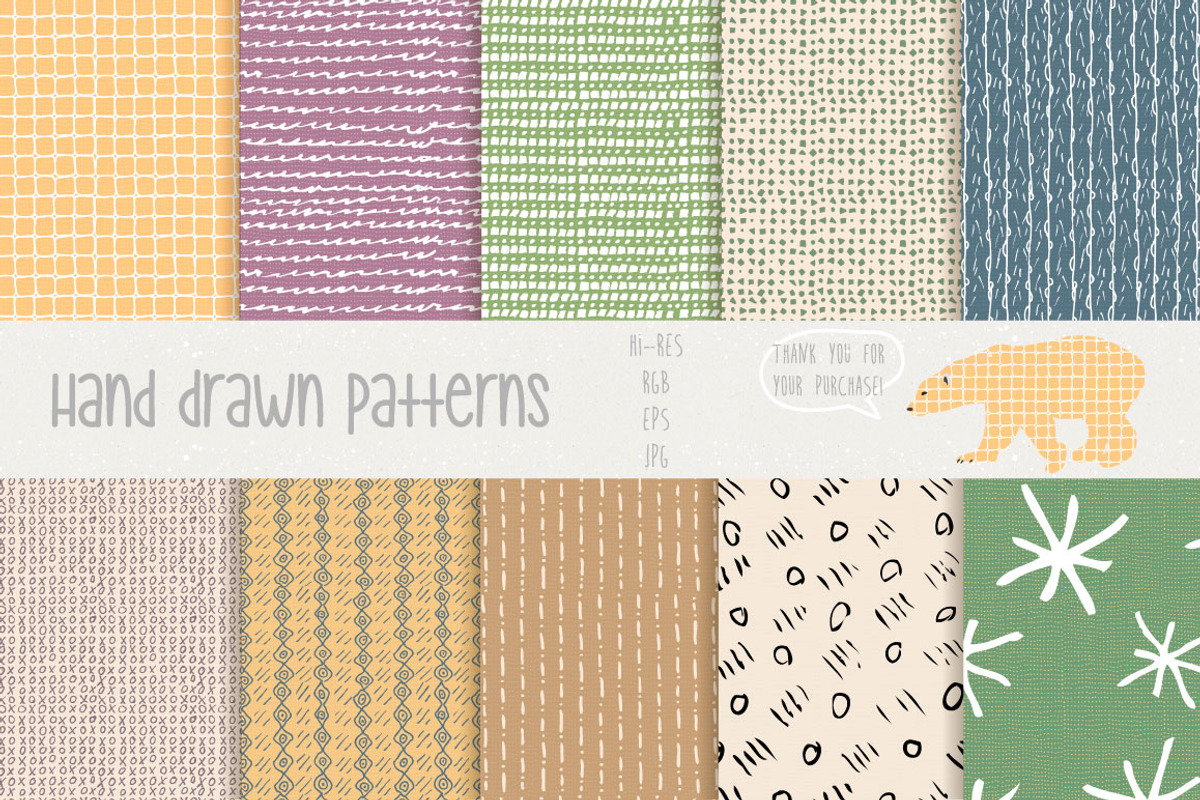 Hand drawn patterns #1 preview 3