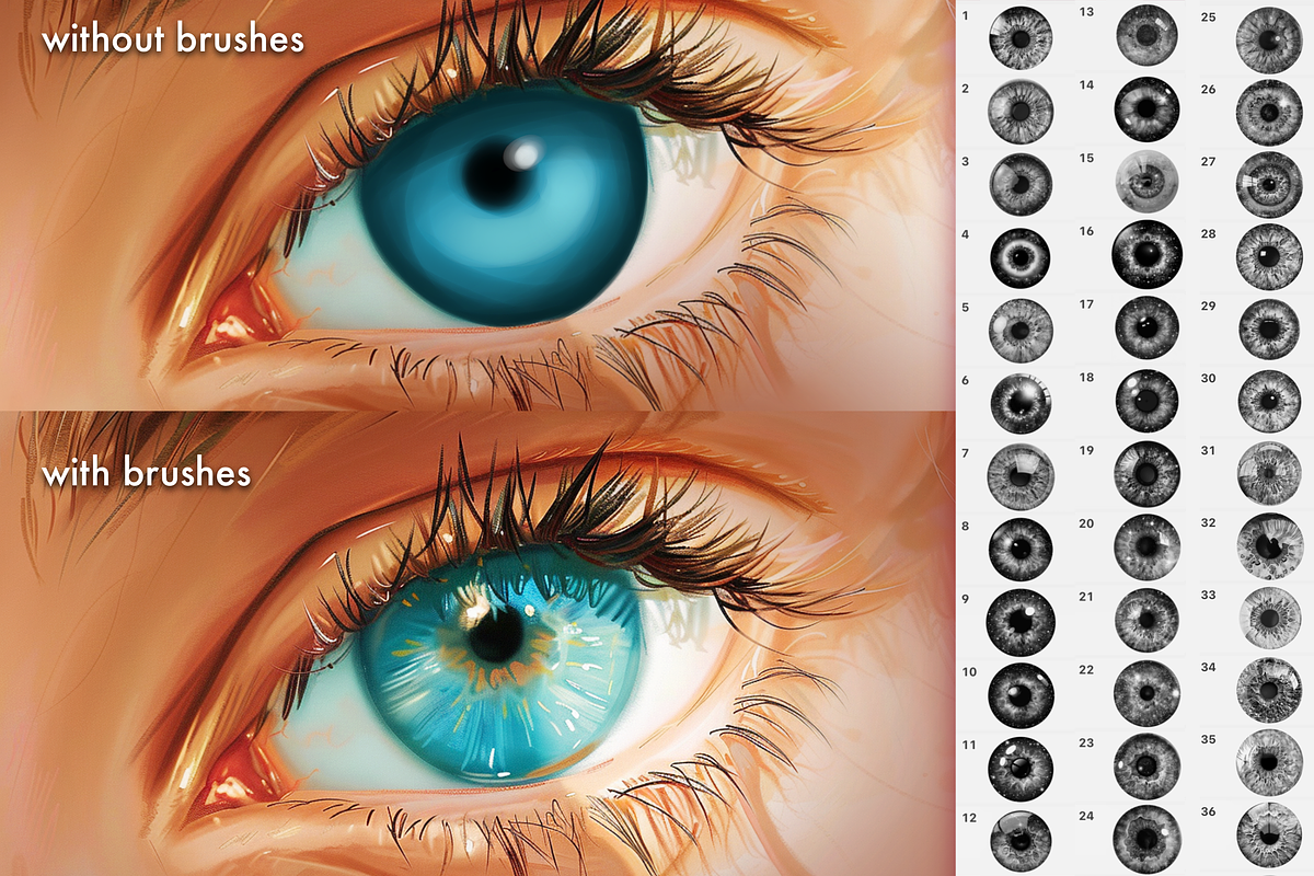 Procreate Eye Irises face brushes, a Brush Add-On by Revabrush (Photo 10 of 10)