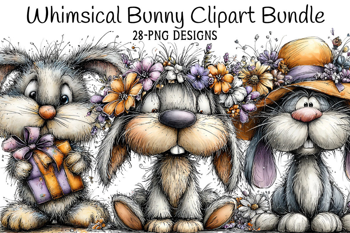 Whimsical Bunny Clipart, an Illustration by Daily.Designs (Photo 1 of 7)