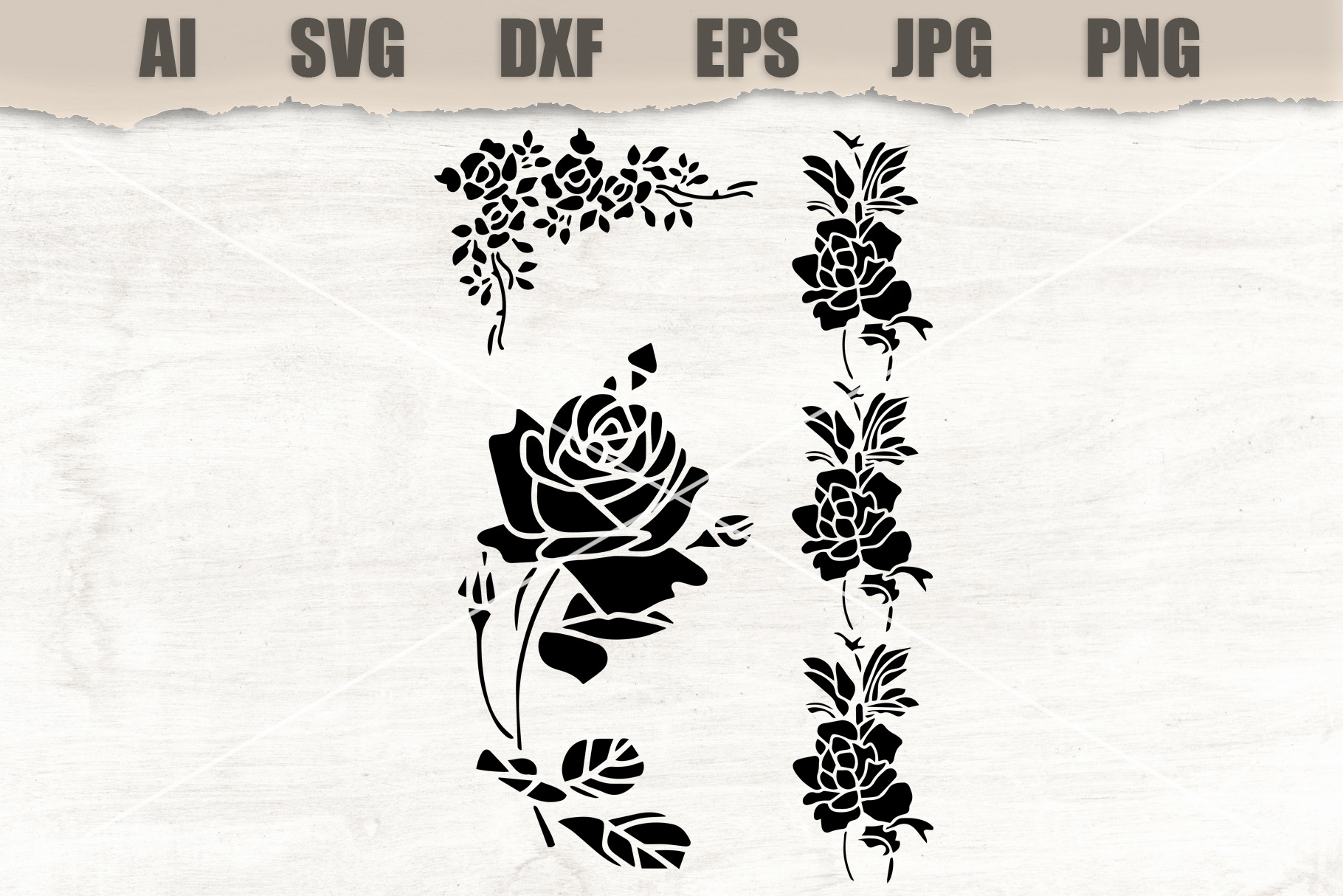 Stencil Rose Floral Border Corner, a Texture Illustration by MARYCRAFTIRIA