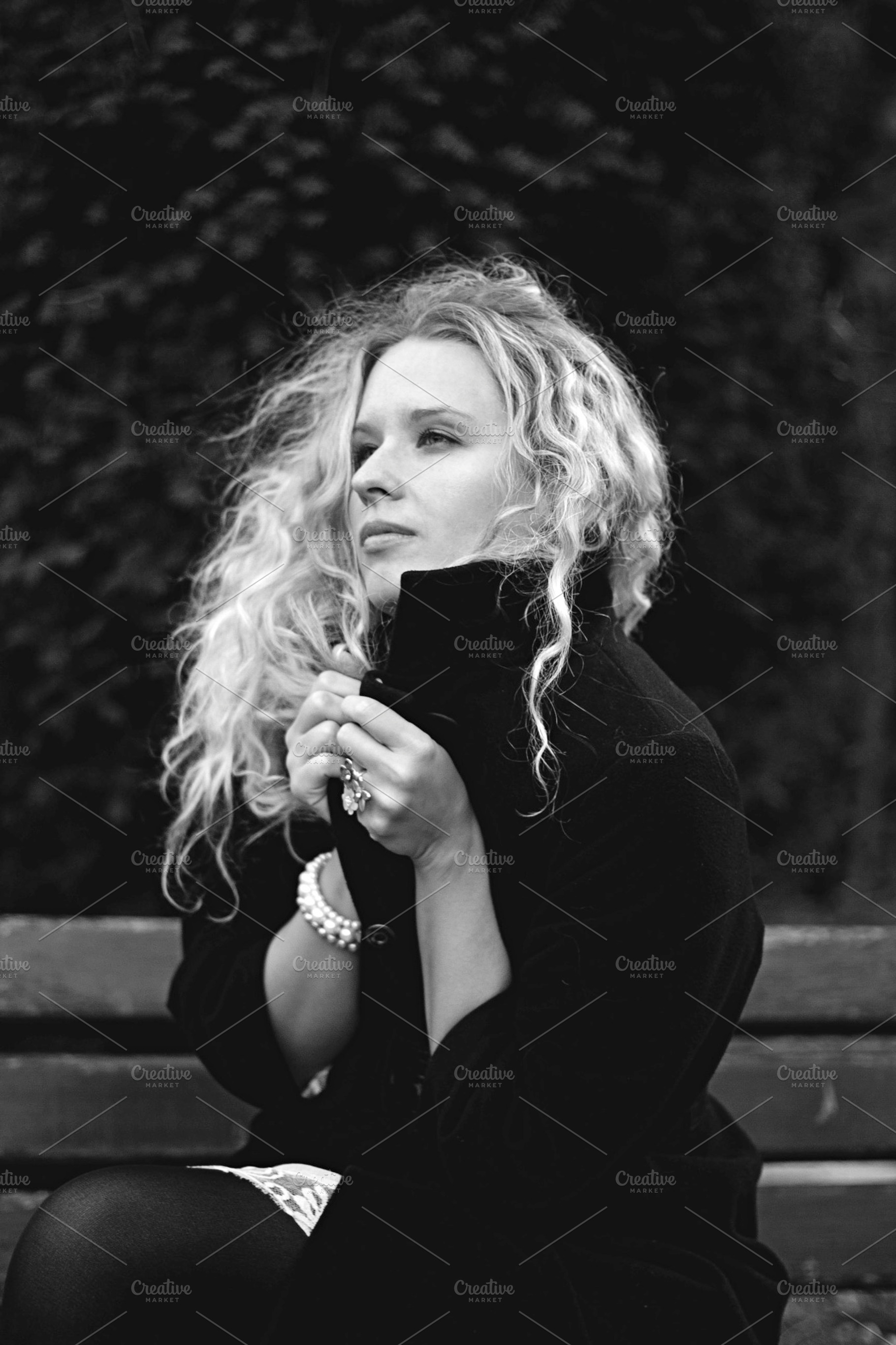 Woman With Curly Hair Stock Photo