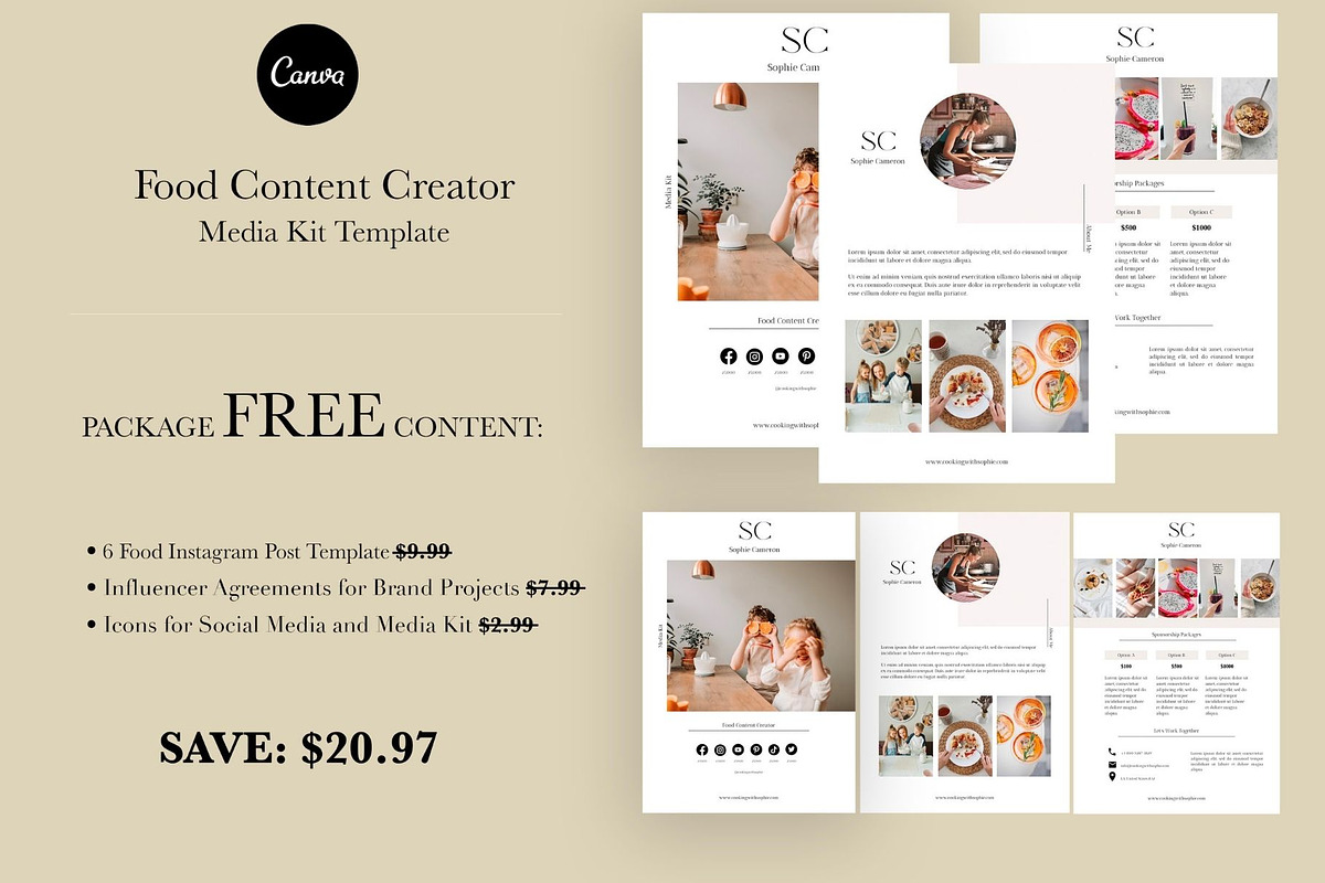 Food Media Kit Template | Canva, a Social Media Template by Bonita Digital Design (Photo 1 of 7)