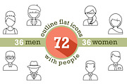 People outline avatar icons, an Outline Icon by Gurza SHOP (Thumbnail 1 of 3)