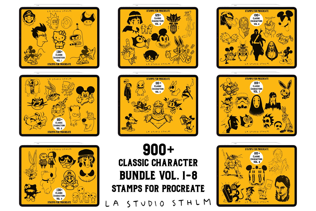 Bundle 1 Classic Character-Stamp Set, a Brush Add-On by LA Studio Sthlm (Photo 1 of 17)