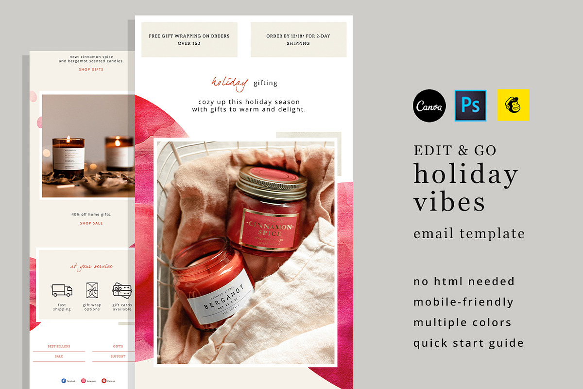 Holiday Vibes Email Template, an Email Template by Edit & Go Templates (Photo 1 of 6)