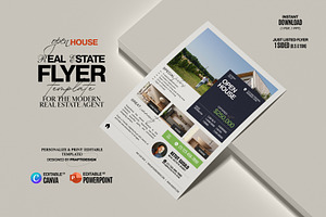 Real Estate Open House Flyer Canva, a Flyer Template by Prapti Design