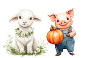 WatercolorCute Farm Clipart, Animals, an Animal Illustration by Designworld (Thumbnail 6 of 7)