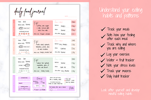 Daily Food Diary Journal - Printable