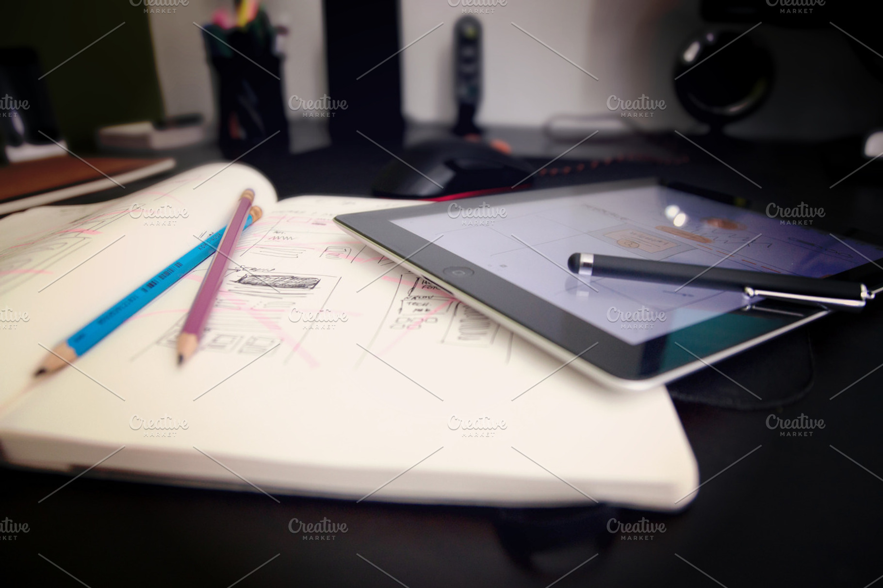 Tablet Stylus And Notepad 1 Featuring Pencil Pen And Designer