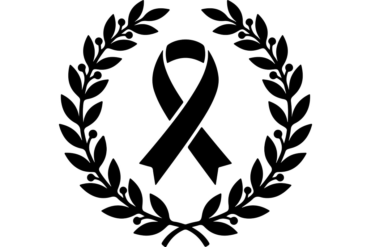 Black Ribbon Laurel Wreath, a Decorative Illustration by balal (Photo 12 of 15)