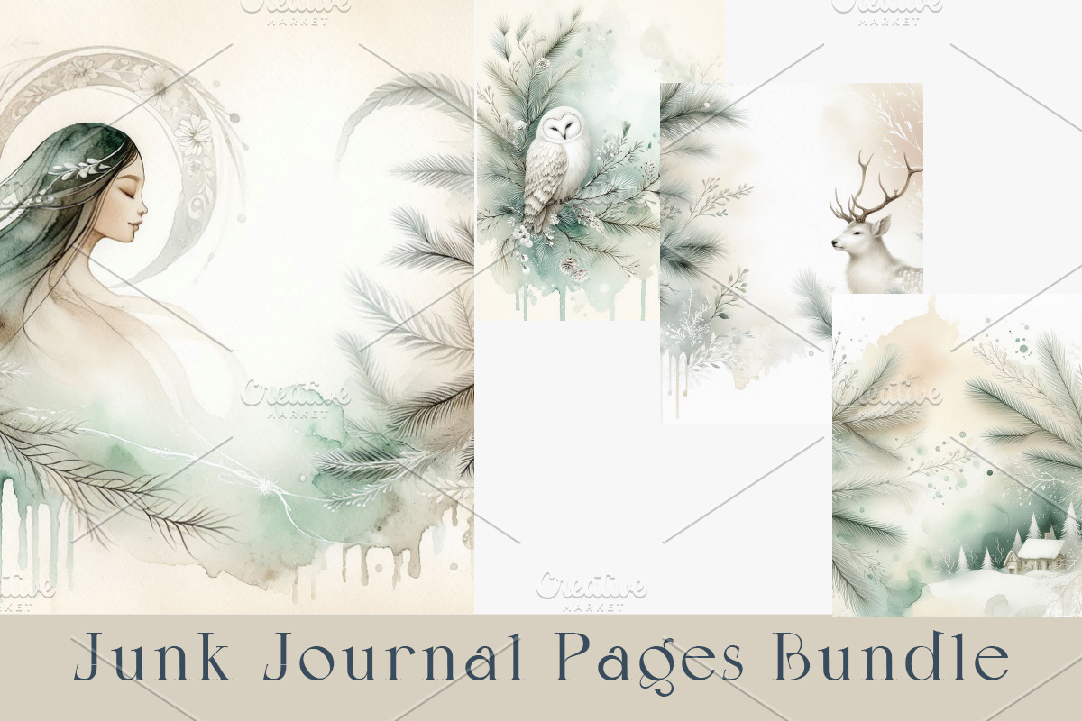 Winter Junk Journal Pages Bundle., a Seasonal Illustration by GalaDesign03 (Photo 5 of 11)