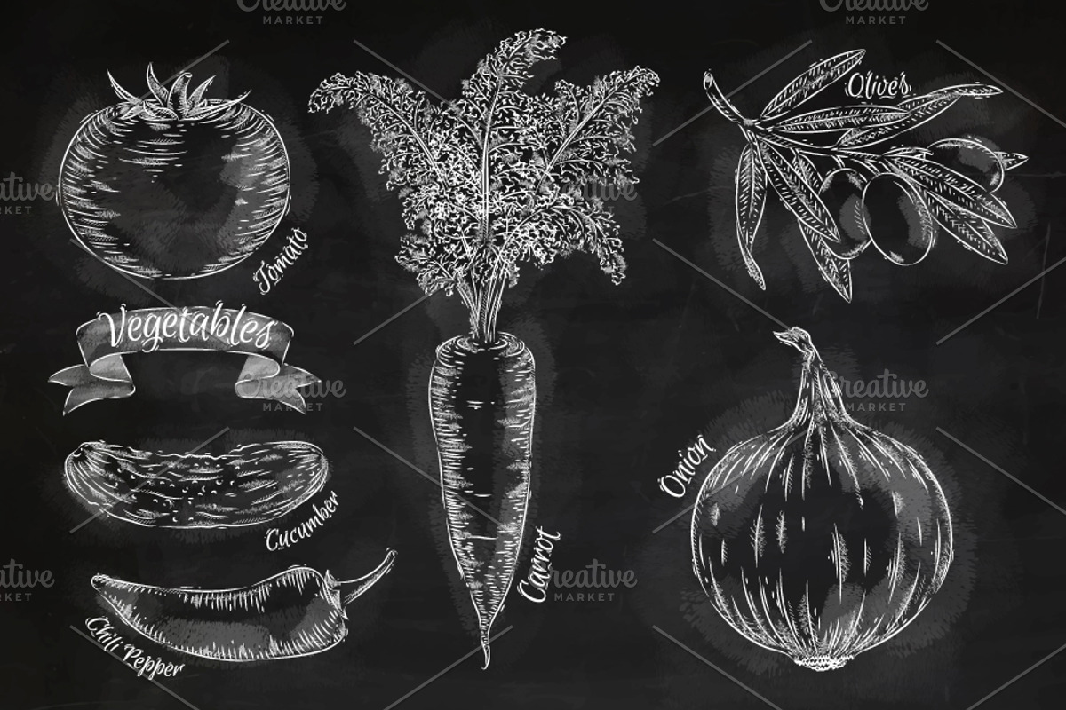 Vegetables chalk, an Illustration by Anna (Photo 2 of 5)