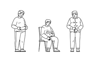 fat overweight man vector, a Person Illustration by pikepicture