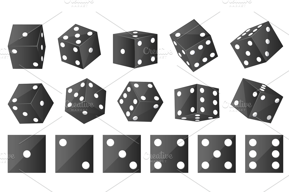 Black casino dice on white, an Object Illustration by Vectorbuum