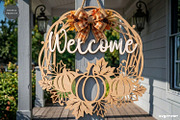 Welcome Fall Door Sign SVG Bundle, a Decorative Illustration by svgocean (Thumbnail 3 of 11)
