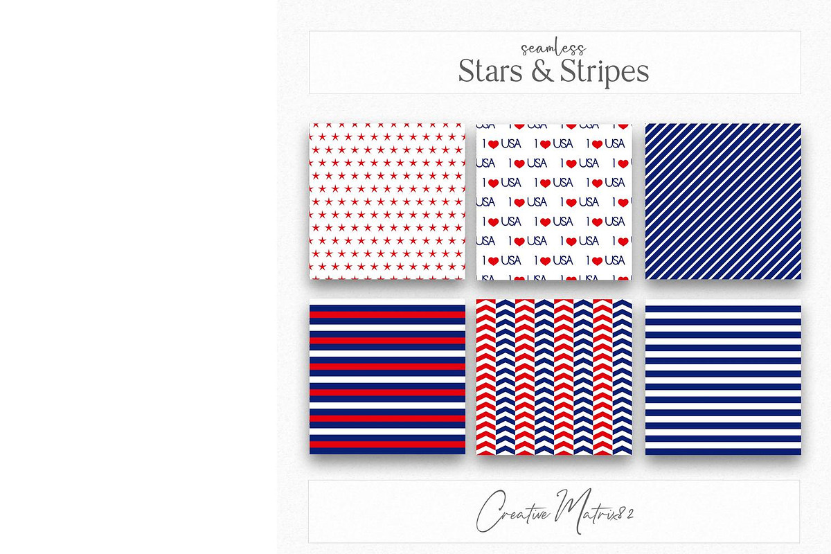 Stars Stripes Seamless Patterns, a Pattern Graphic by Creative Matrix82 (Photo 4 of 6)