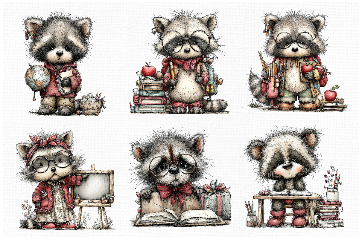 Whimsical Back to School Raccoon PNG, an Animal Illustration by Libby Wishes (Photo 3 of 5)