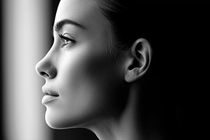 Black and white portrait of a woman, a Person Photo by MistyDay